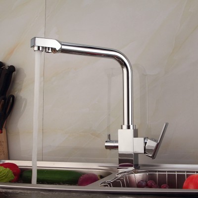 New Design Double Handle 3ways With Chrome Plated Kitchen faucet